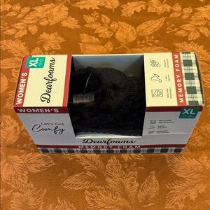 Dearfoams Women's Knit Black Memory Foam Slippers clogs NEW